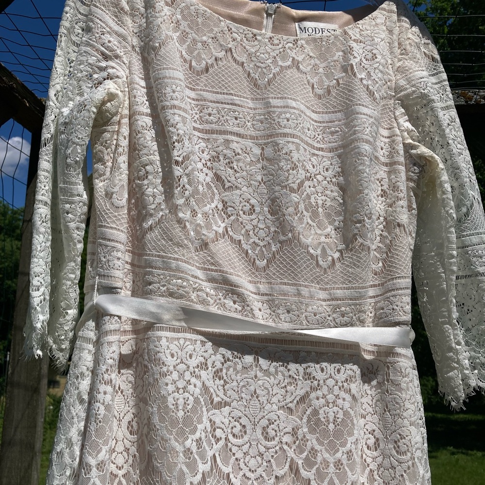 Mon Cheri Cream Bishop Sleeve Bridal Gown - Picture 5 of 9